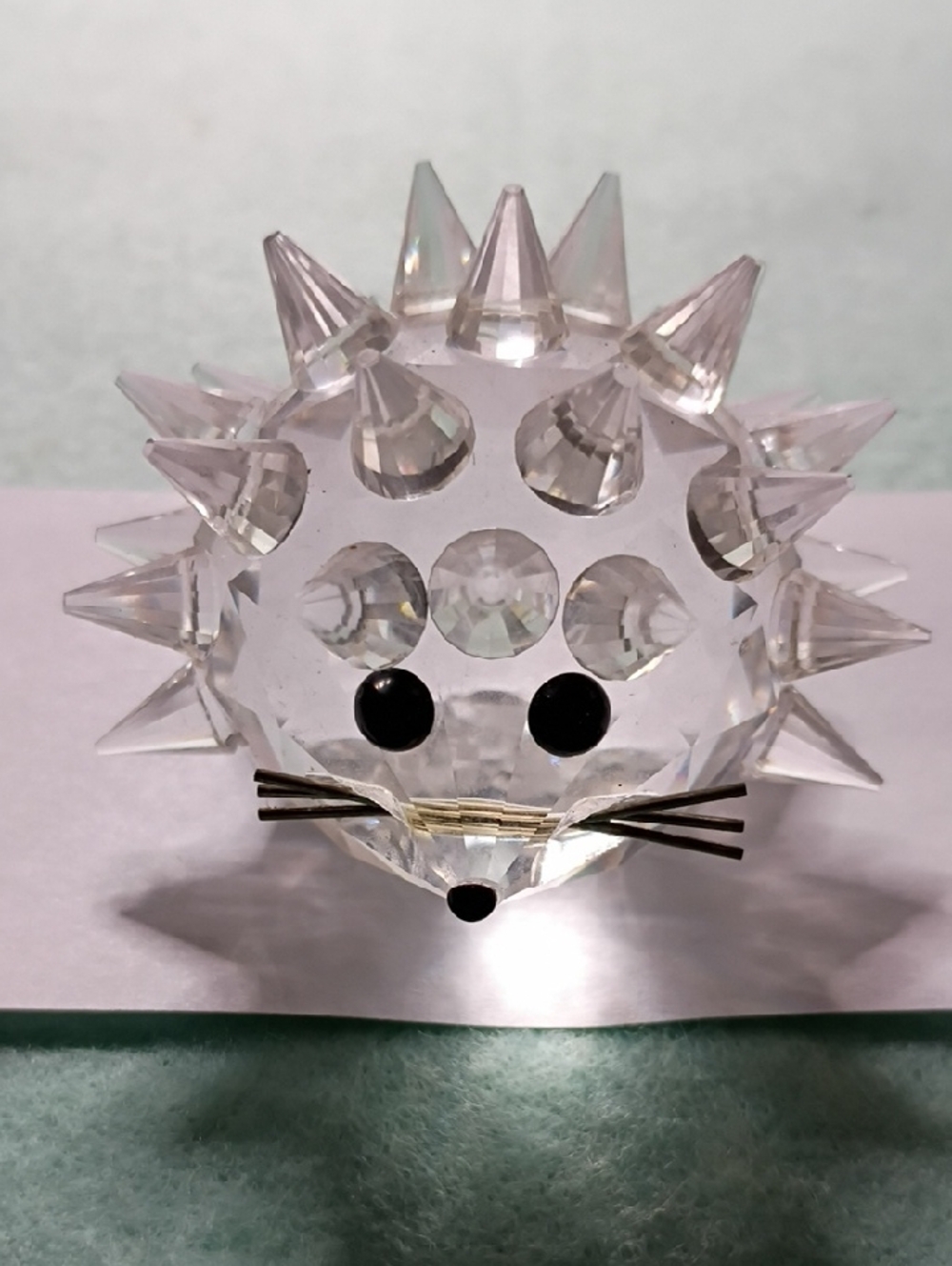 Vintage Swarvoski Crystal Hedgehog Figurine - Clear Glass Decorative Accent